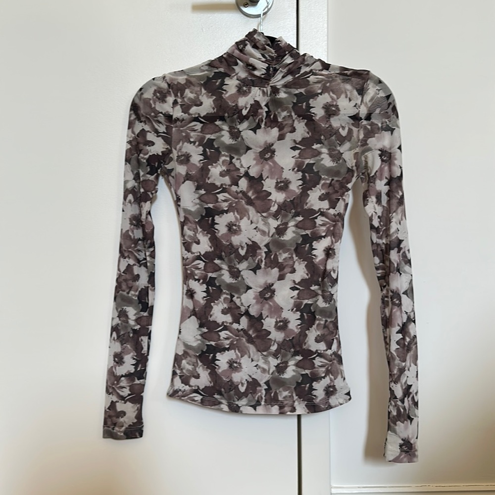 Sheer Floral Turtleneck